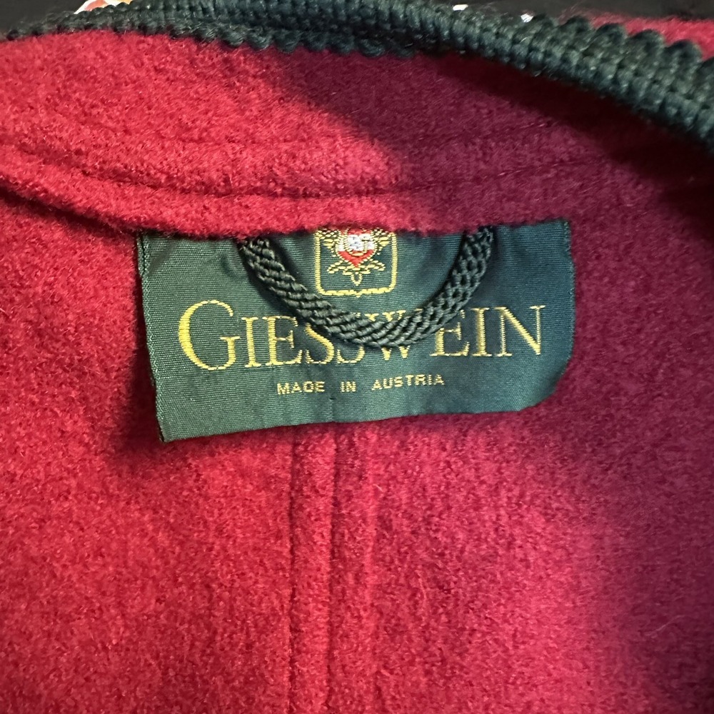 GIESSWEIN Wine & Green Loden Boiled Pure Wool Jacket US Size 10 Made in Austria - Picture 10 of 11